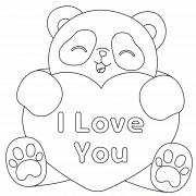 I LOVE YOU (Panda with big red Heart) - coloring page n° 922
