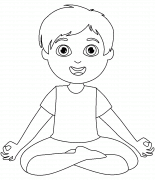 Young Boy doing Yoga in the Lotus Position - coloring page n° 928