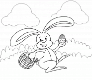 Bunny hiding Easter eggs in the garden - coloring page n° 93