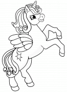 Pretty Blue Prancing Unicorn - coloring page n° 930