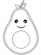 Cartoon Avocado with a Beautiful Smile - coloring page n° 937
