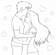 Romantic couple - coloring page n° 94