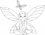 Beautiful Fairy with Butterfly - coloring page n° 943