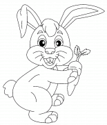 Happy Rabbit Holding a Carrot - coloring page n° 945