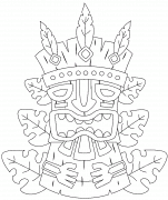 Colorful Tiki Mask with Leaves - coloring page n° 951