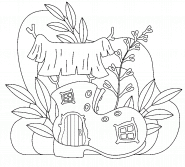 Fairy Tale Forest House made of old Shoe - coloring page n° 952