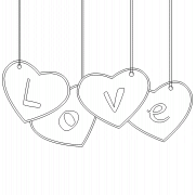 Valentine hanging hearts - coloring page n° 96