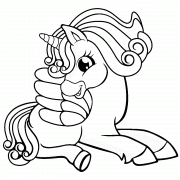Blue Unicorn Sitting - coloring page n° 968