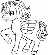 Blue Unicorn with multicolored Mane - coloring page n° 969