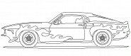 Seventies Muscle Car with Flames - coloring page n° 979