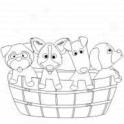 4 pups in a tub - coloring page n° 99