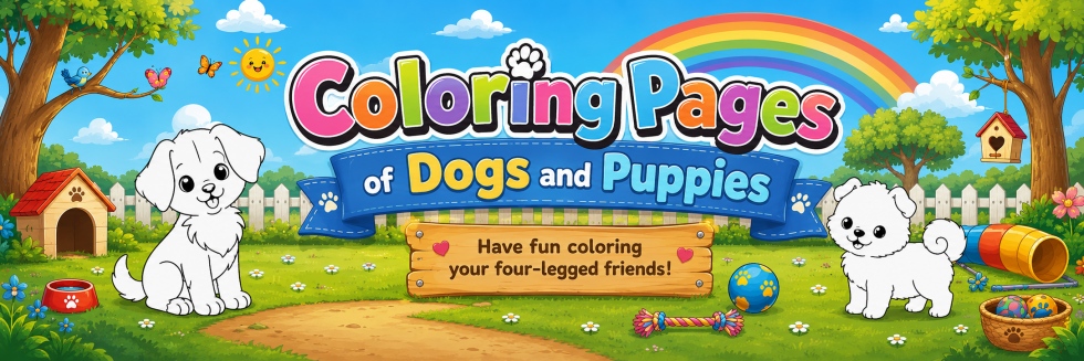 🐶Dogs and Puppies -Free Coloring Pages for Kids