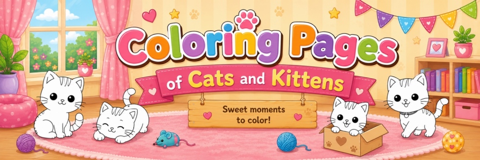 🐱Cats and Adorable Kittens -Free Coloring Pages for Kids