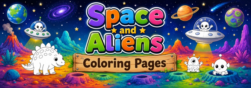 👽Aliens -Free Coloring Pages for Kids
