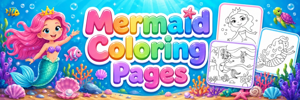 🧜Mermaid -Free Coloring Pages for Kids