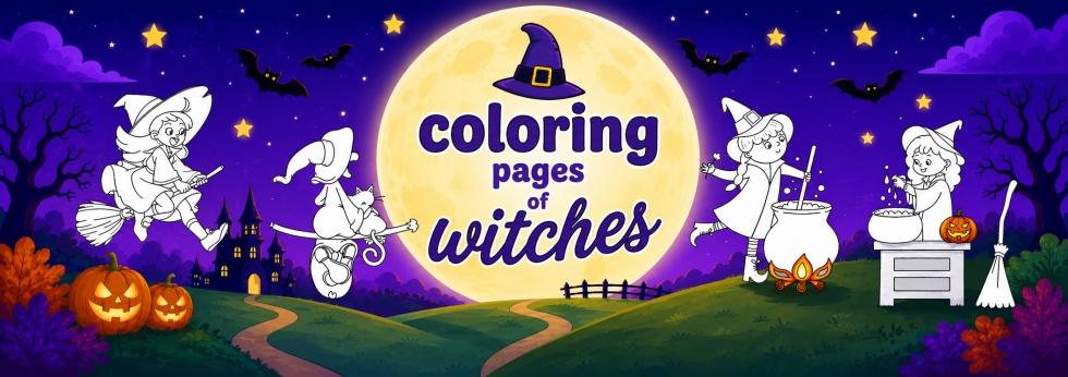 🧹Halloween Witches -Free Coloring Pages for Kids