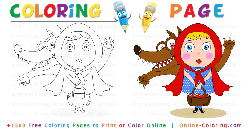 Little Red riding Hood and the Wolf | Free Online Coloring Page