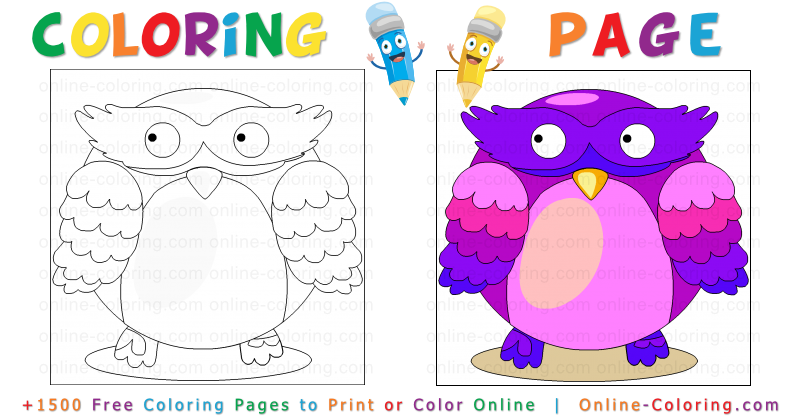 A cartoon owl | Free Online Coloring Page