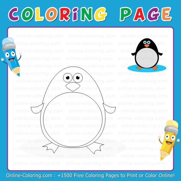 Cartoon penguin | Free Online Coloring Page