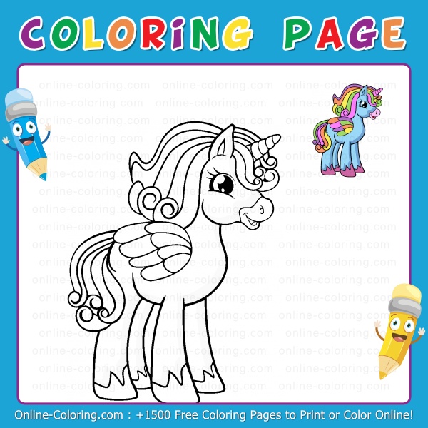 Blue Unicorn | Free Online Coloring Page